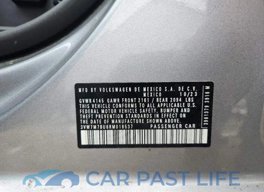 3VW7M7BU6RM018537# 12