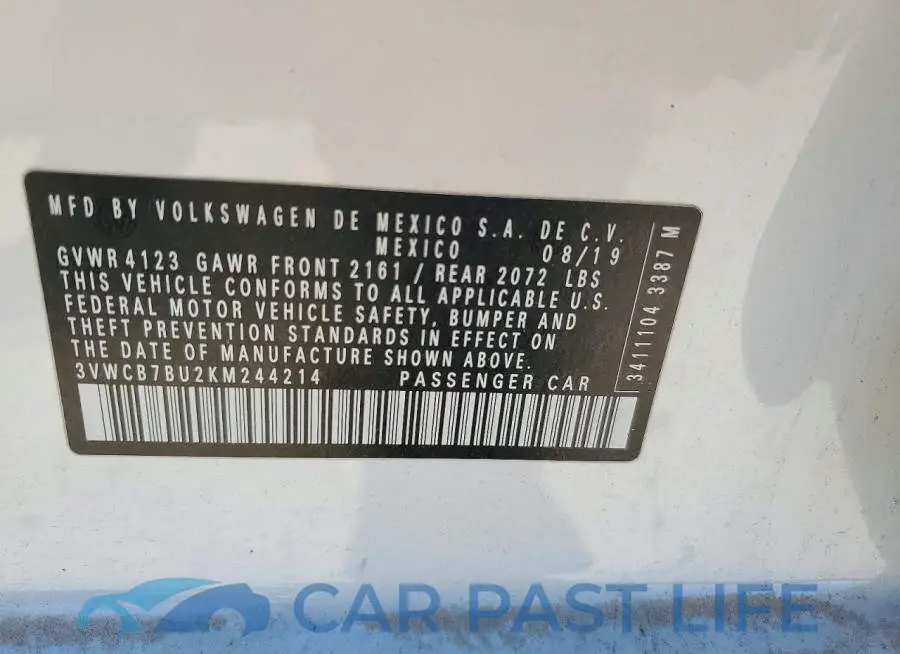 3VWCB7BU2KM244214# 12