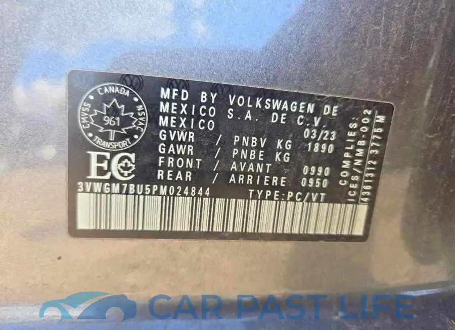3VWGM7BU5PM024844# 12