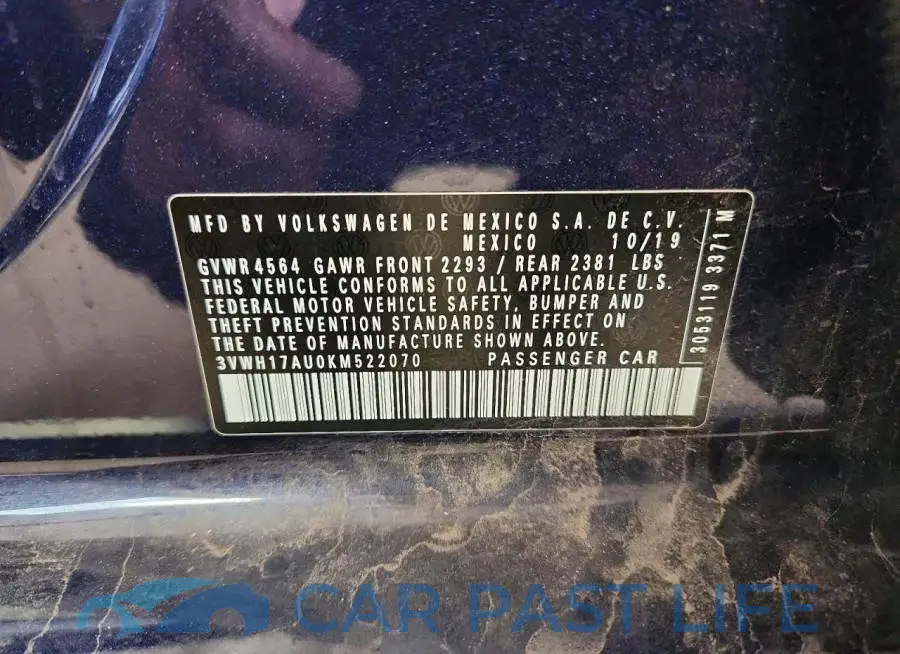 3VWH17AU0KM522070# 14