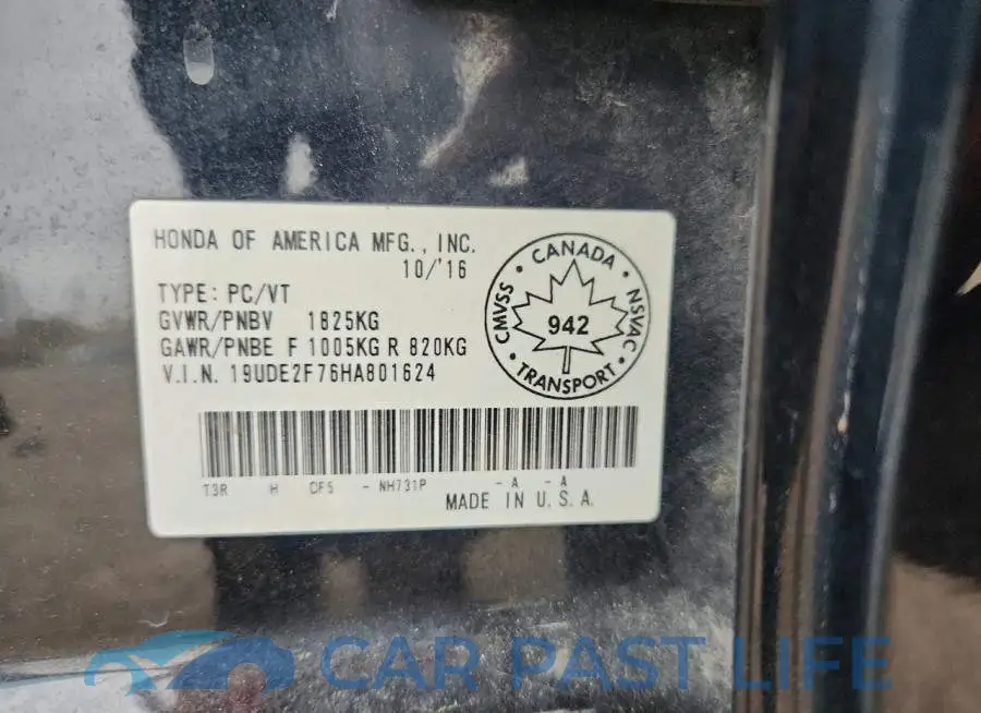 19UDE2F76HA801624# 12