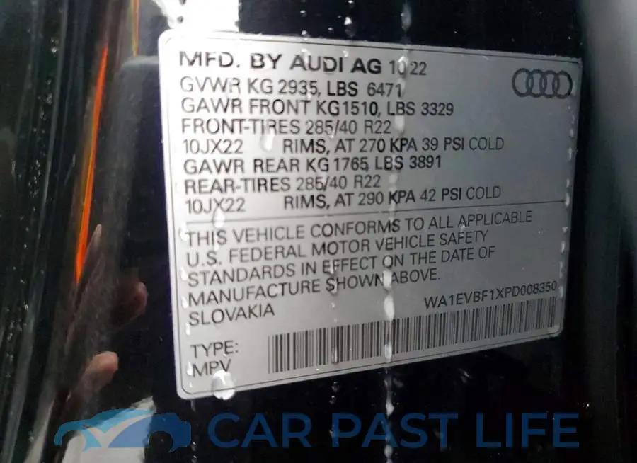WA1EVBF1XPD008350# 12
