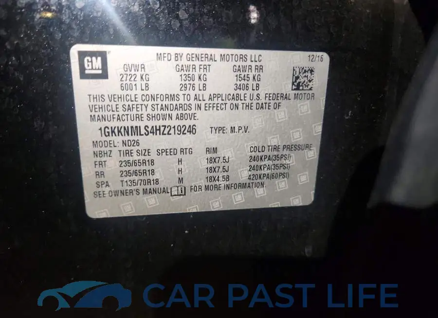 1GKKNMLS4HZ219246# 13