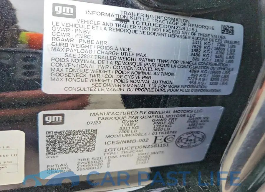 1GTUUCED0NZ581151# 12