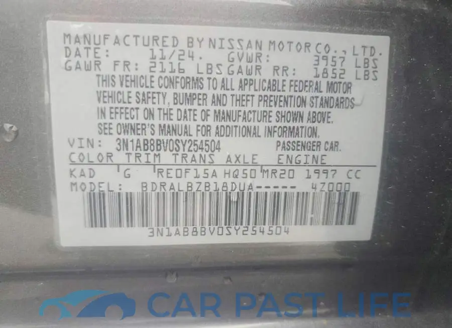 3N1AB8BV0SY254504# 12