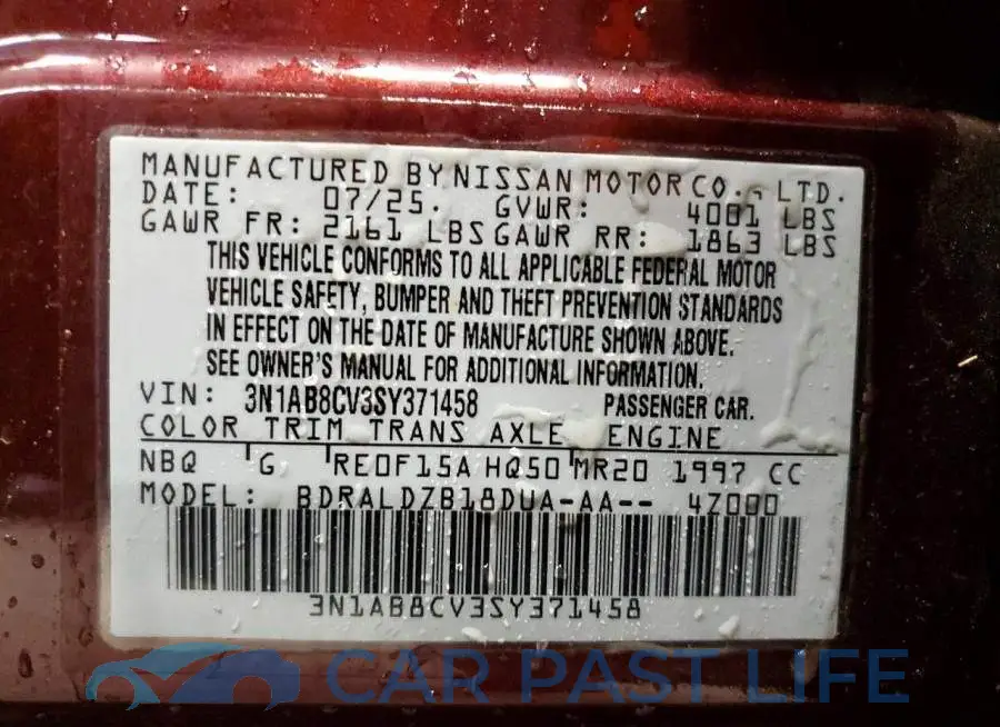 3N1AB8CV3SY371458# 12