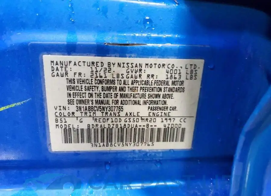 3N1AB8CV5NY307765# 13