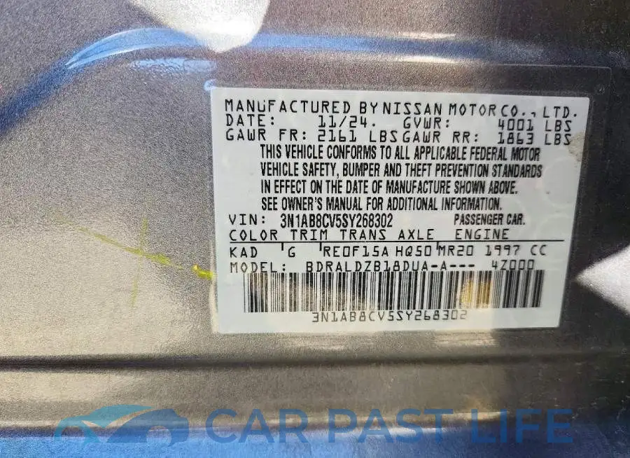 3N1AB8CV5SY268302# 13