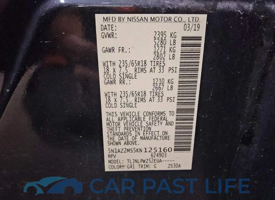 5N1AZ2MS5KN125160# 12