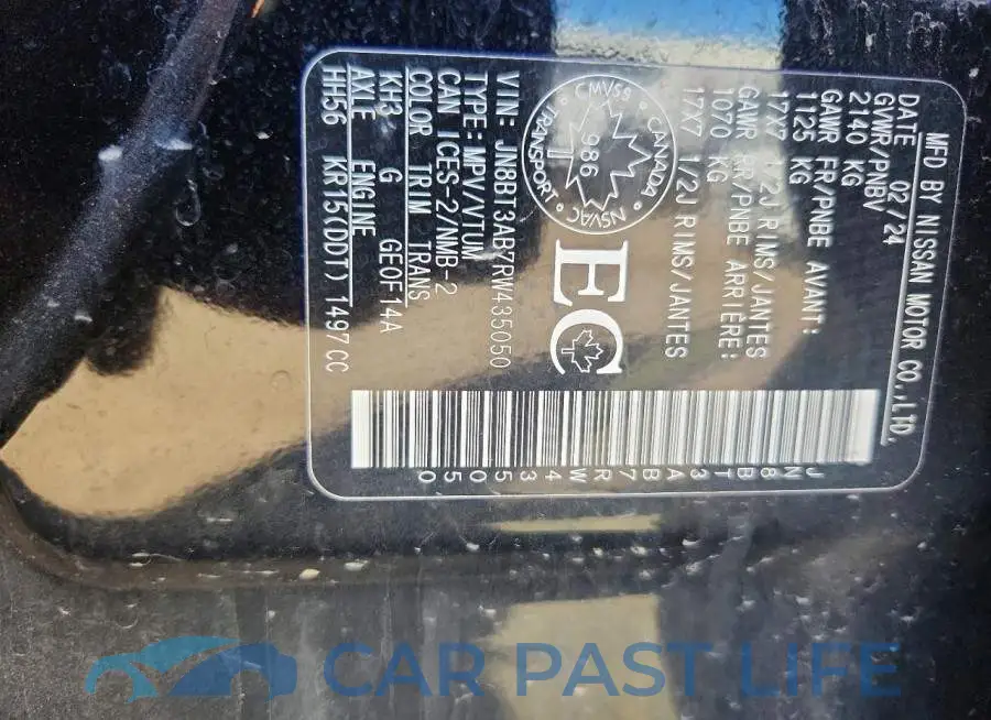 JN8BT3AB7RW435050# 12