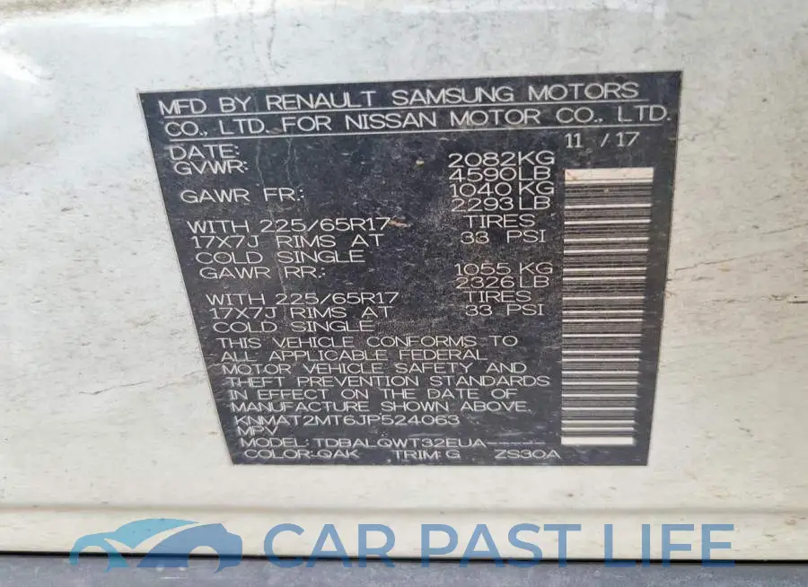 KNMAT2MT6JP524063# 12