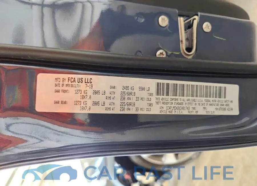 1C4PJMDX2KD491743# 12