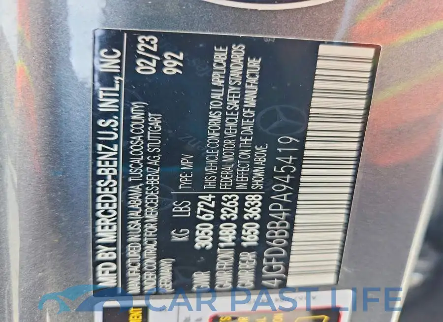 4JGFD6BB4PA945419# 13