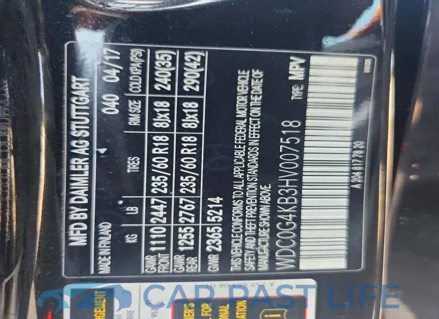WDC0G4KB3HV007518# 13