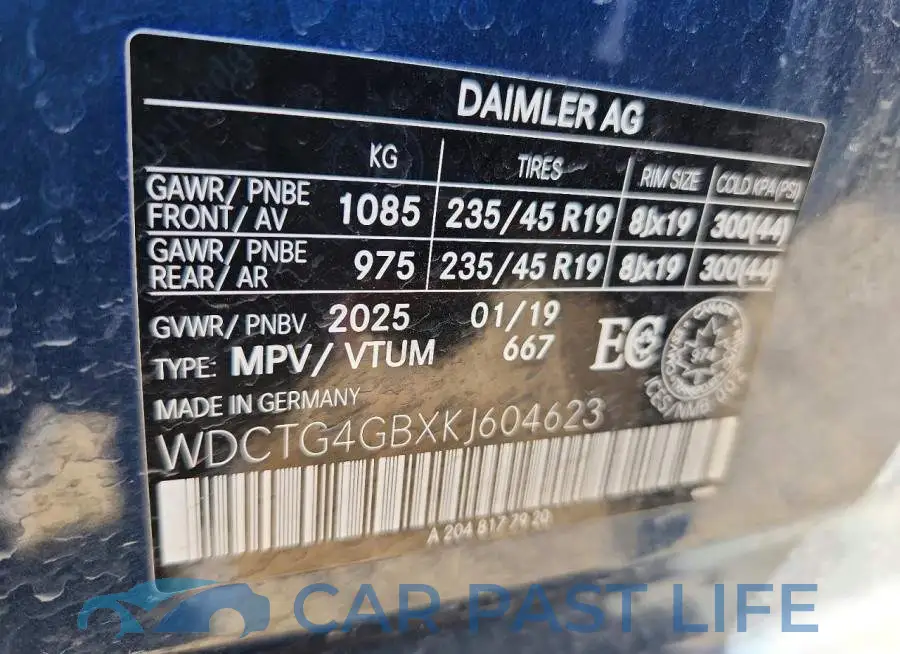 WDCTG4GBXKJ604623# 13