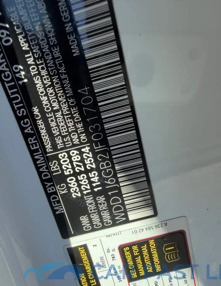 WDD1J6GB2JF031704# 10