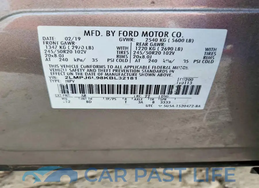 2LMPJ6L98KBL32181# 13
