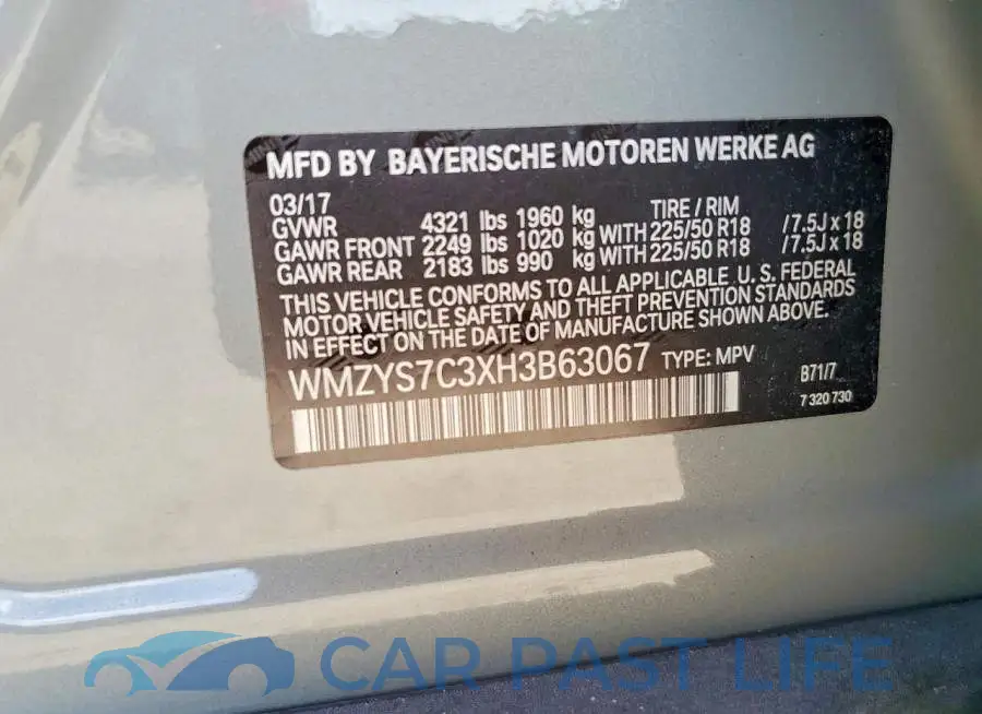 WMZYS7C3XH3B63067# 13
