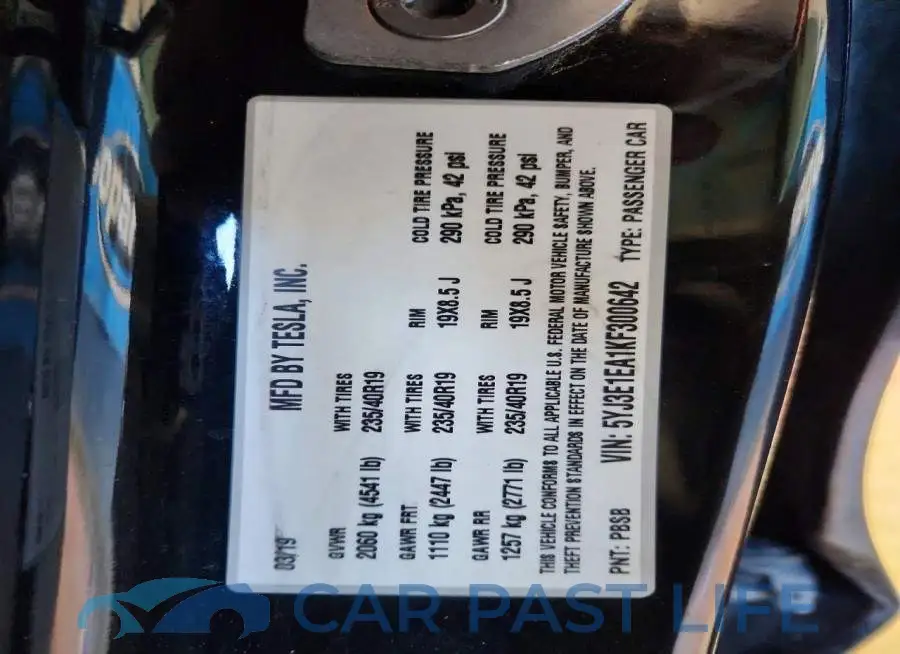 5YJ3E1EA1KF300642# 12