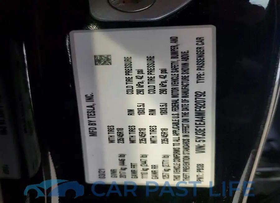 5YJ3E1EA4MF920792# 12