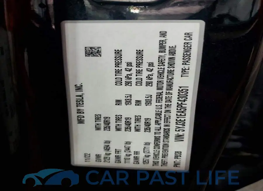 5YJ3E1EA5PF430351# 12