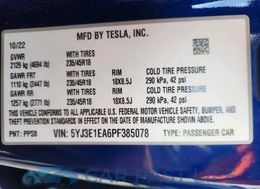 5YJ3E1EA6PF385078# 13