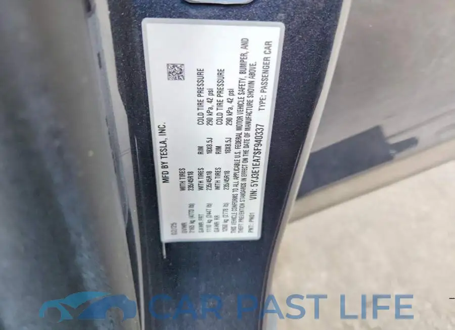 5YJ3E1EA7SF940337# 12