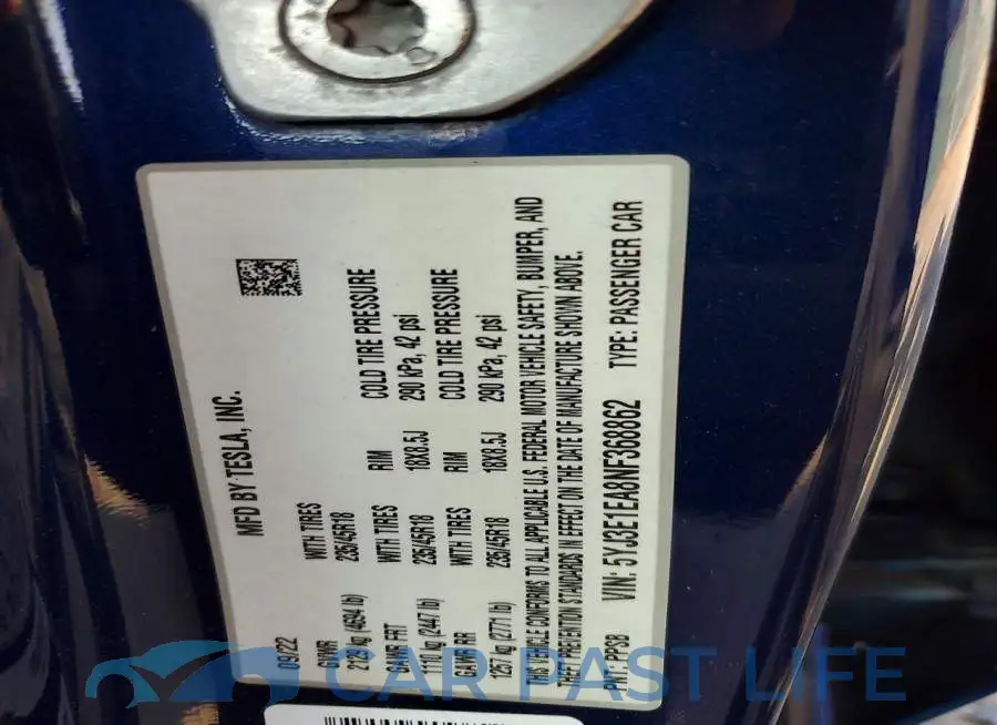 5YJ3E1EA8NF368862# 12
