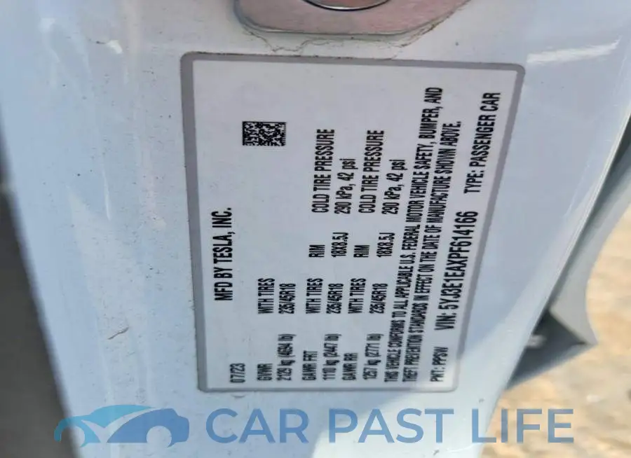 5YJ3E1EAXPF614166# 12