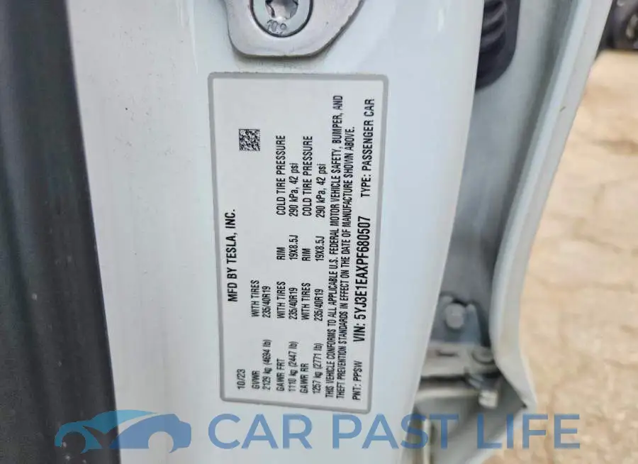 5YJ3E1EAXPF680507# 12