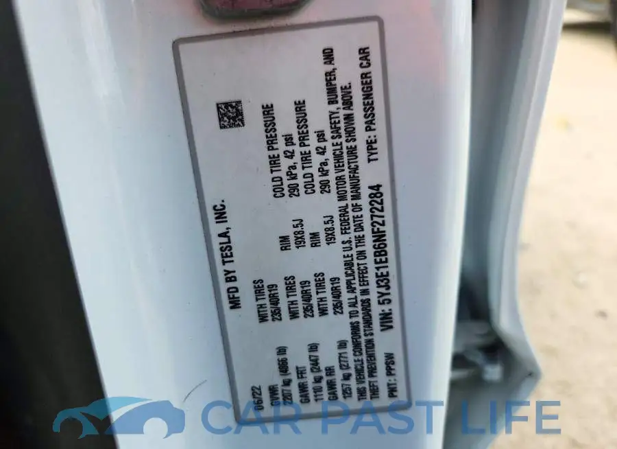 5YJ3E1EB6NF272284# 12