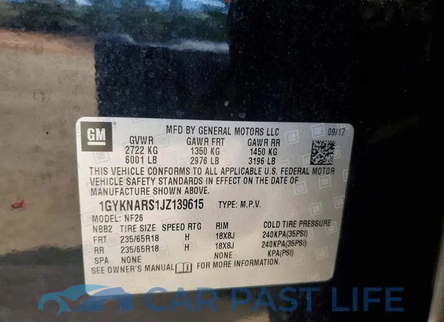 1GYKNARS1JZ139615# 12