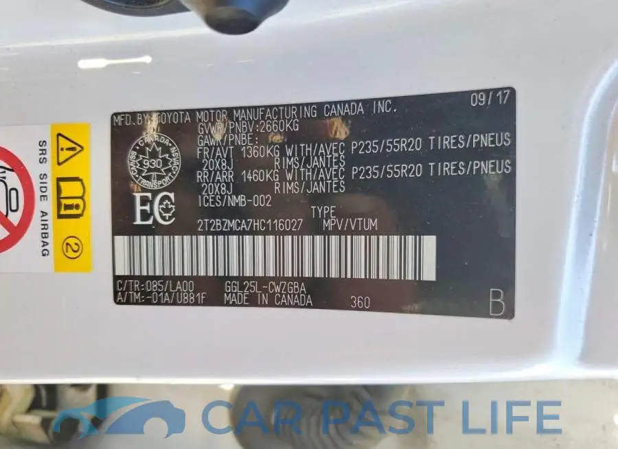 2T2BZMCA7HC116027# 13