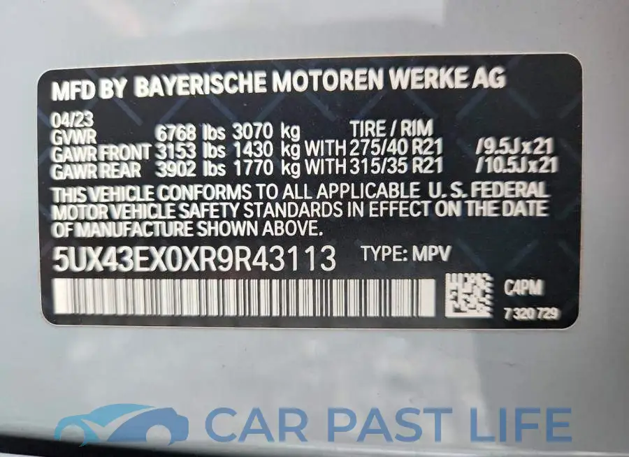 5UX43EX0XR9R43113# 13