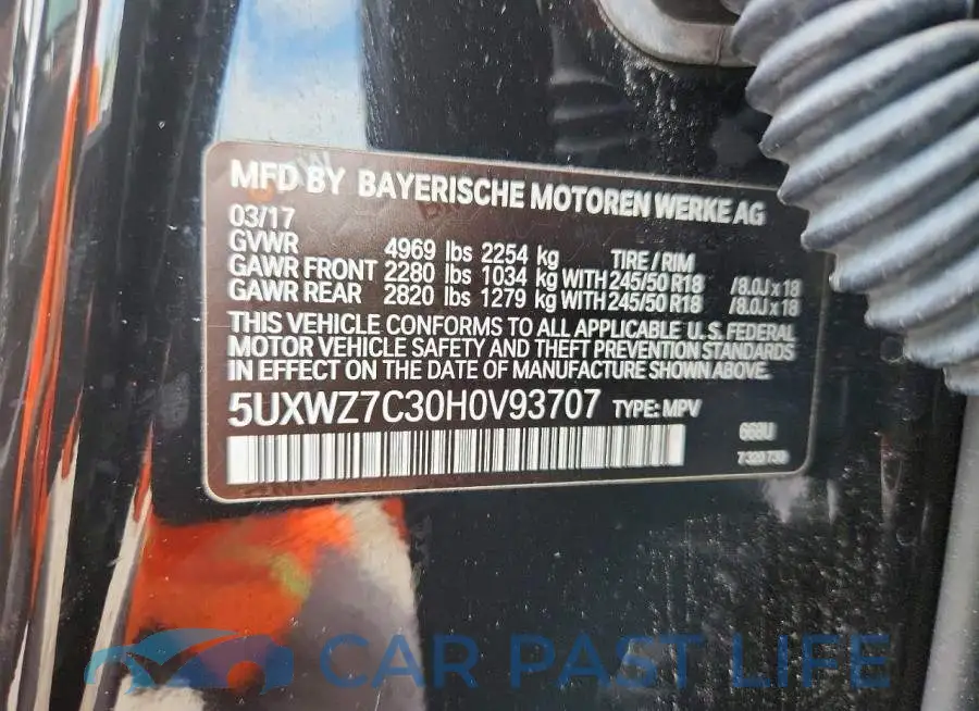 5UXWZ7C30H0V93707# 13