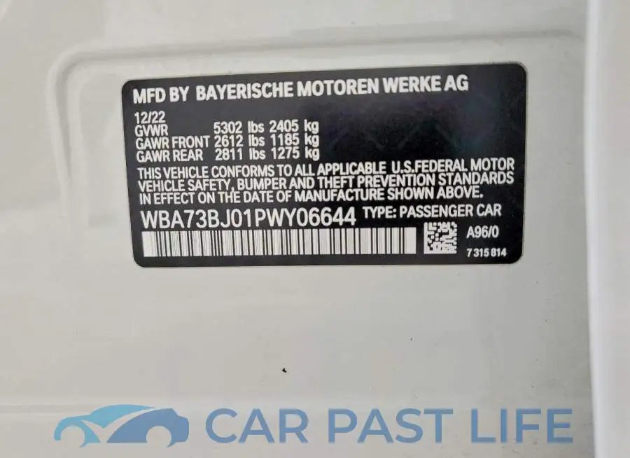 WBA73BJ01PWY06644# 12