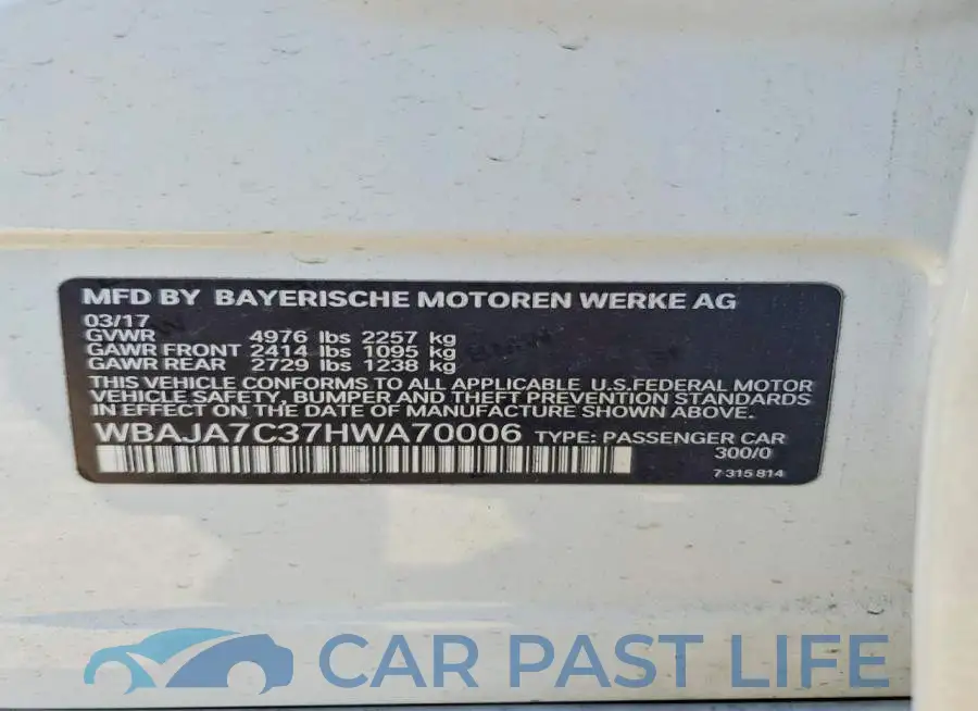 WBAJA7C37HWA70006# 12