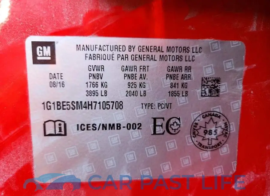 1G1BE5SM4H7105708# 12