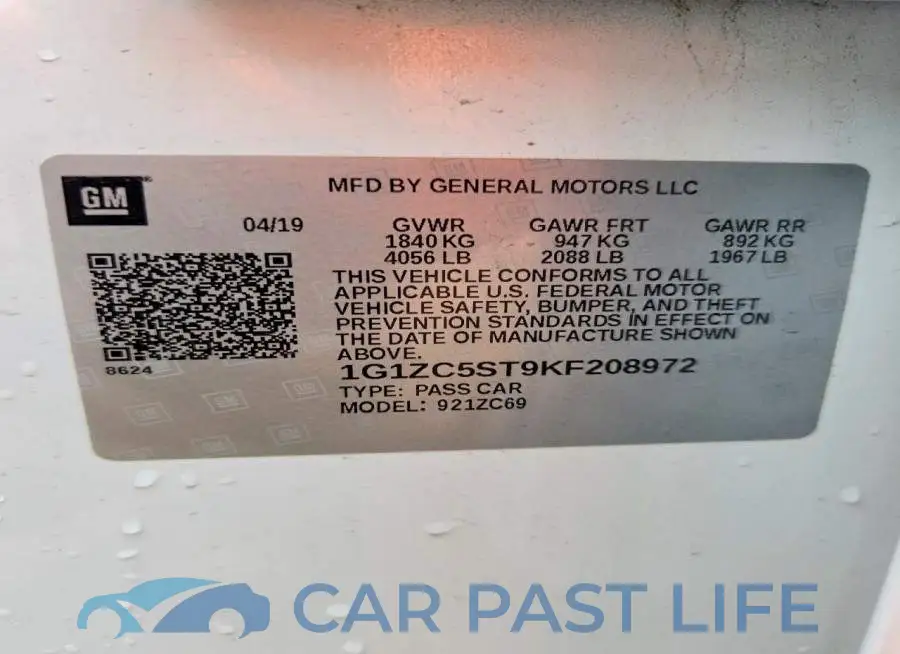 1G1ZC5ST9KF208972# 12