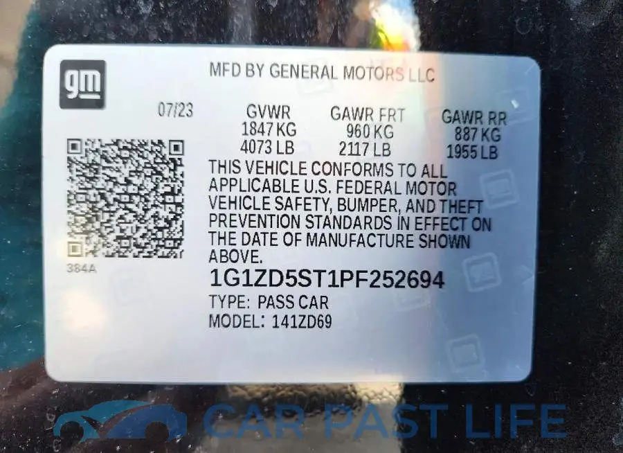 1G1ZD5ST1PF252694# 12