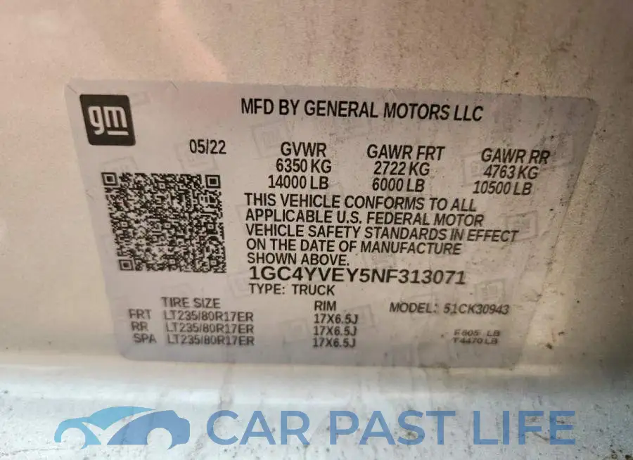 1GC4YVEY5NF313071# 12