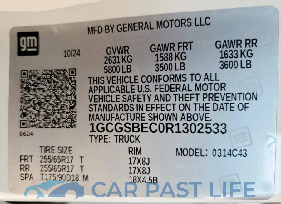 1GCGSBEC0R1302533# 12