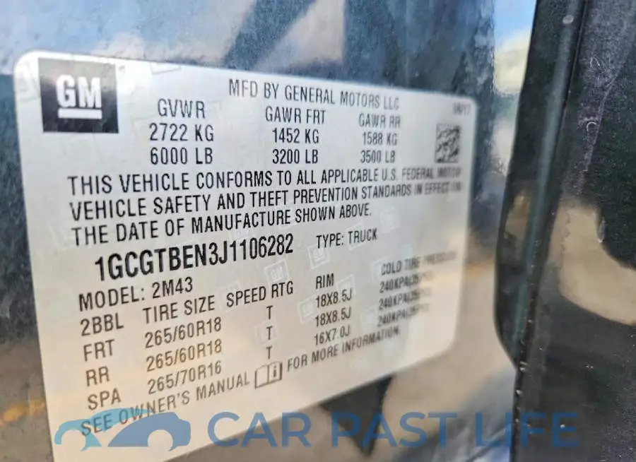 1GCGTBEN3J1106282# 12