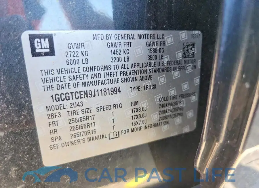 1GCGTCEN9J1181994# 12