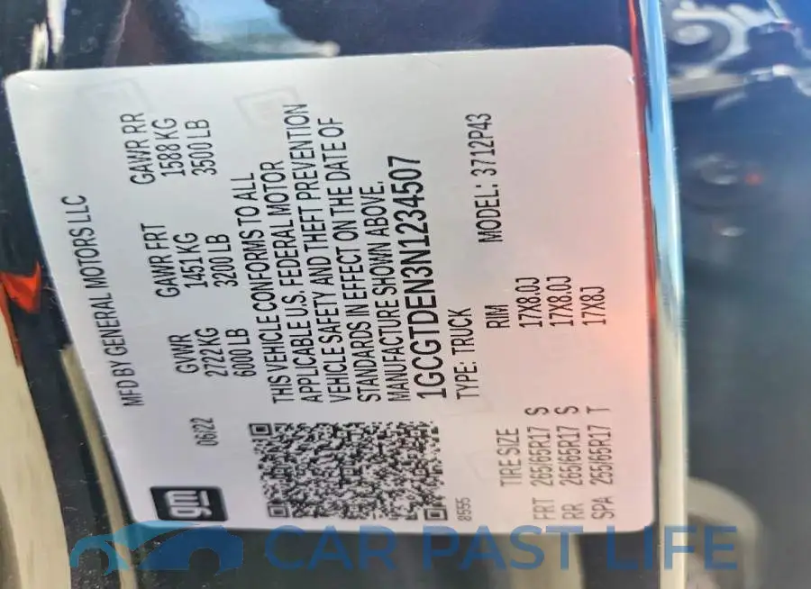 1GCGTDEN3N1234507# 12