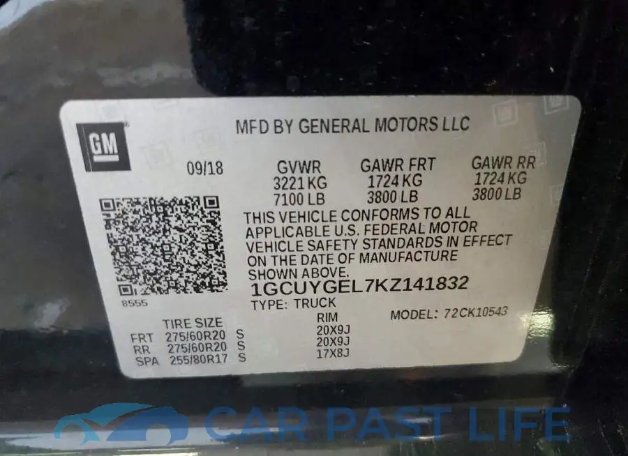 1GCUYGEL7KZ141832# 12