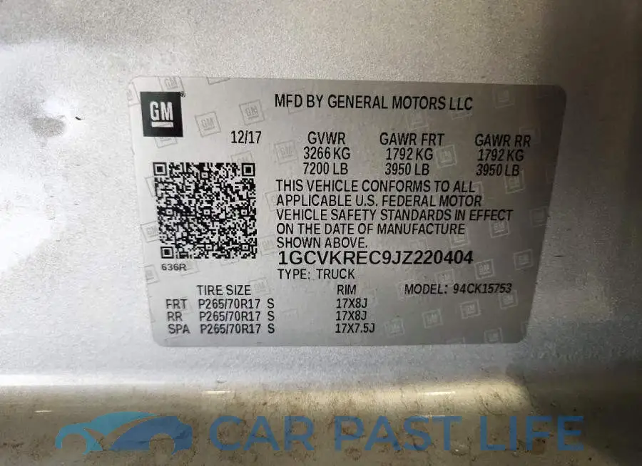 1GCVKREC9JZ220404# 12