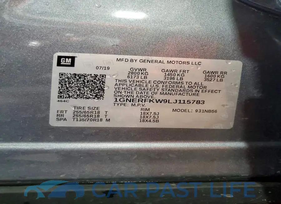 1GNERFKW9LJ115783# 14