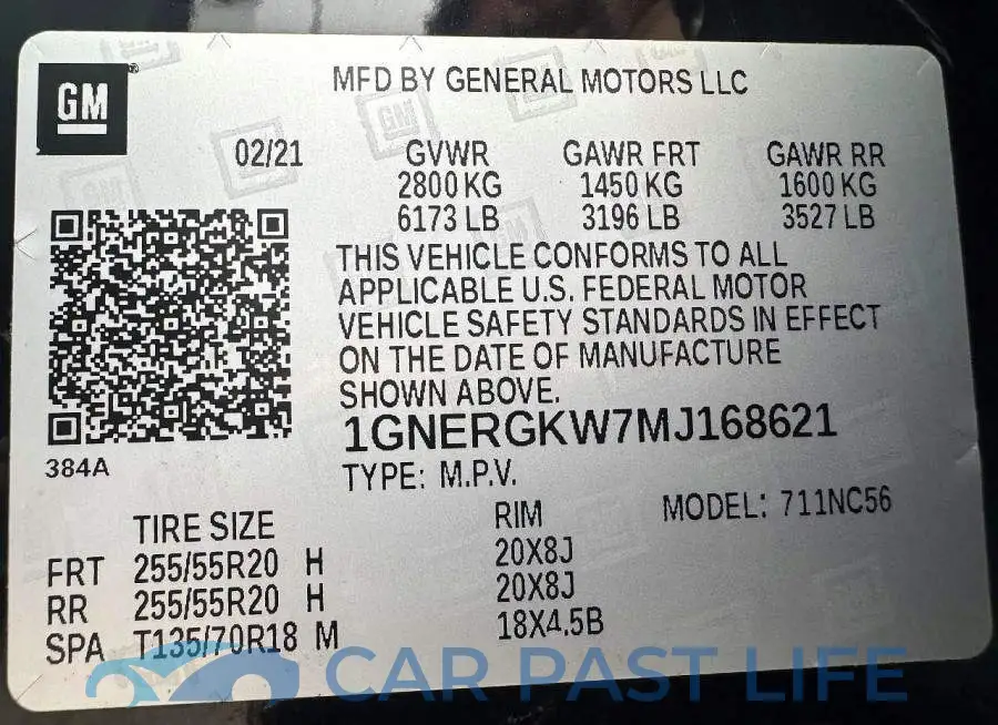 1GNERGKW7MJ168621# 15