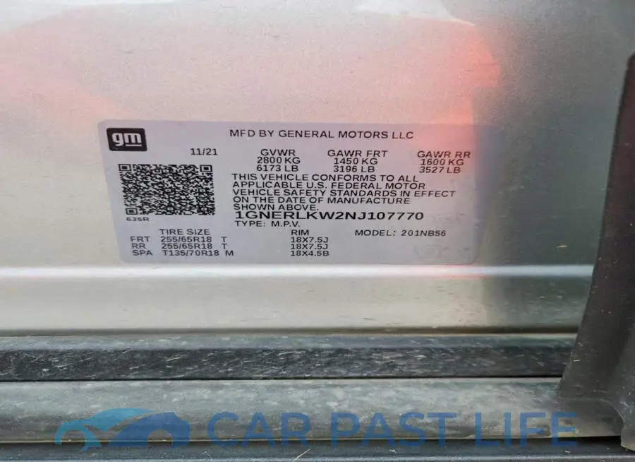 1GNERLKW2NJ107770# 14